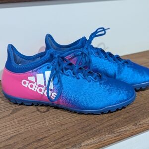 Adidas Mens Blue and Pink Soccer Shoes